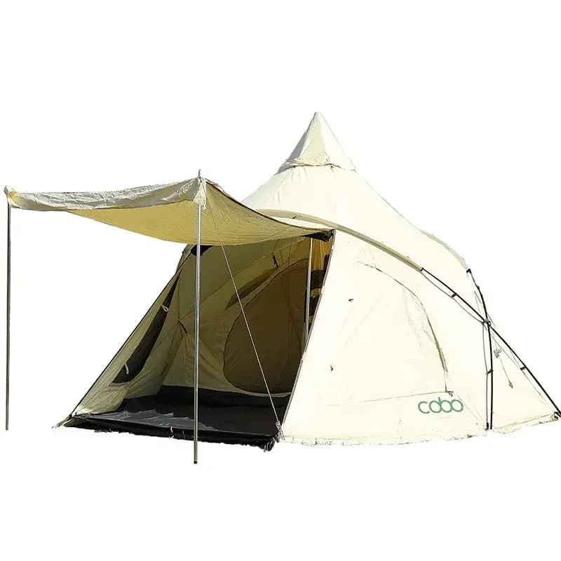 Large Space Outdoor Camping Tent Canopy Portable Two-in-One Foldable Oxford Fabric Complete Equipment with Peak Style Tent