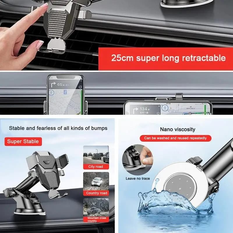 2026 New Universal Car Phone Holder, 360° Suction Mount for Dashboard & Windshield, Fits 4.0-7 Inch Smartphone Auto Accessory