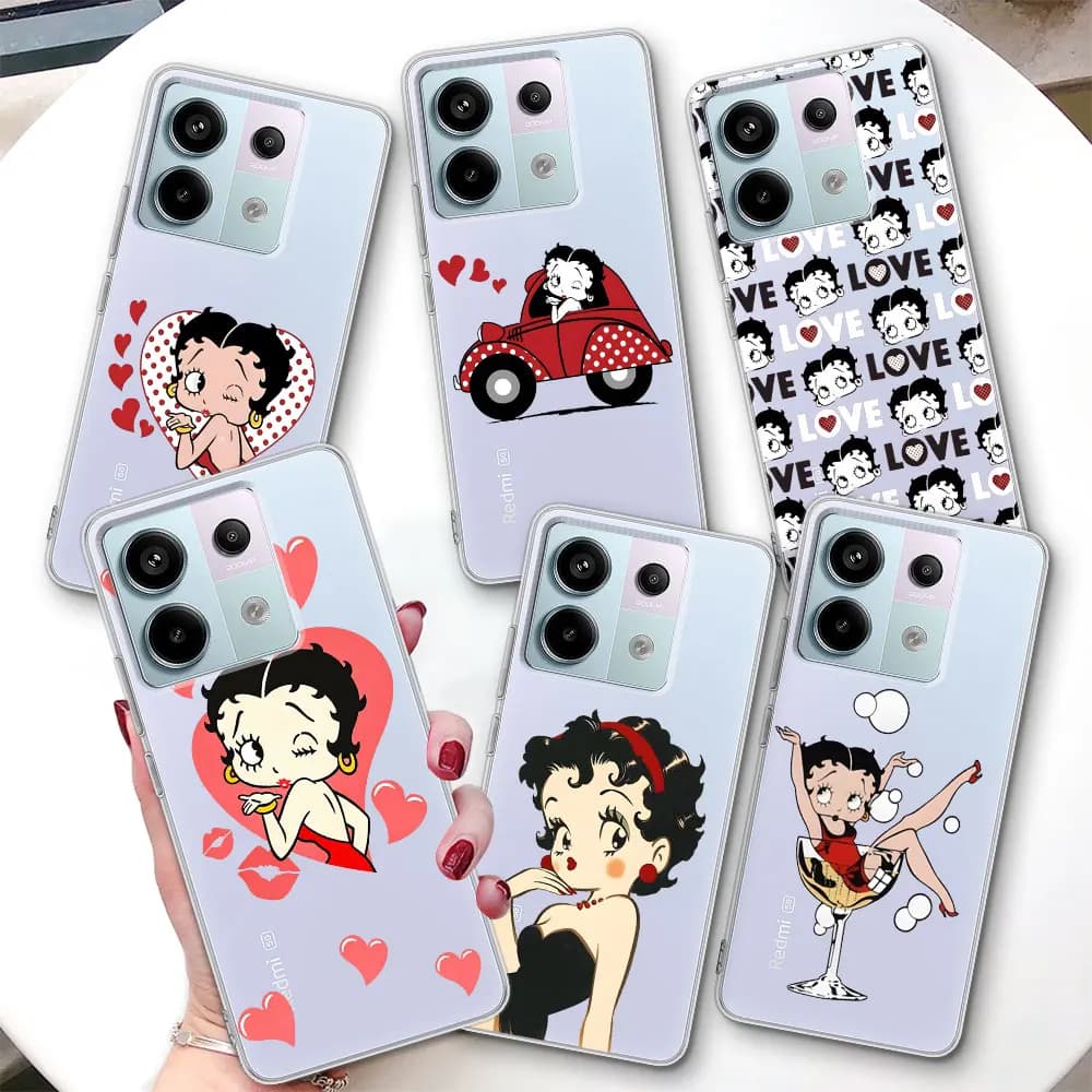 Transparent Case for Xiaomi Redmi Note 15 14 10 11 11S 13 9 12 Pro Plus 13R 10S 8 9S TPU Phone Cover Cute B-Betty Cartoon B-Boop