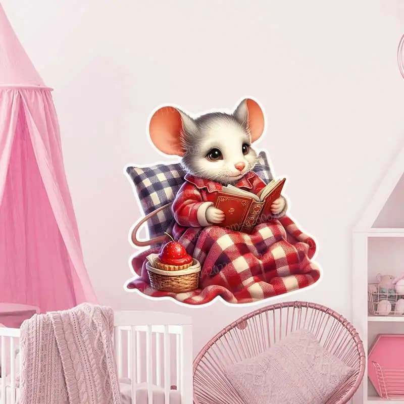 Creative Small Mouse Decals Beautiful Wall Stickers for Living Room Bedroom Rent Room Decorative Interior Wall Pastries AA245