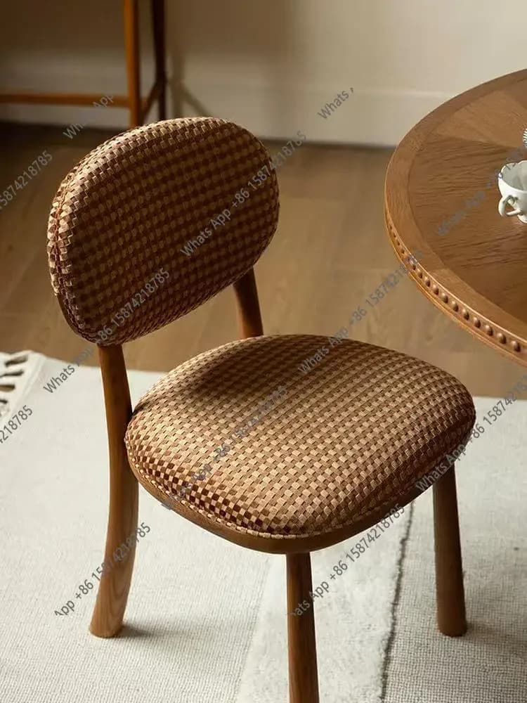 X65 Medieval Solid Wood Dining Chair Home Designer French Retro Restaurant Chair Back Chair