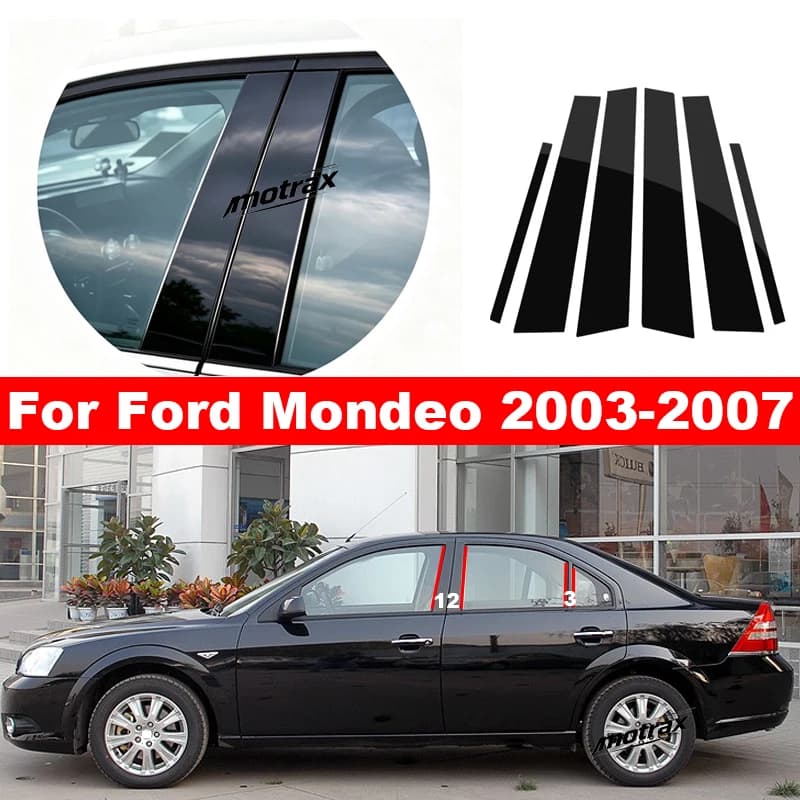 Car PC Pillar Glossy Piano Posts Door Window Trim BC Column Sticker Cover for Ford Mondeo 2003 2004 2005 2006 2007
