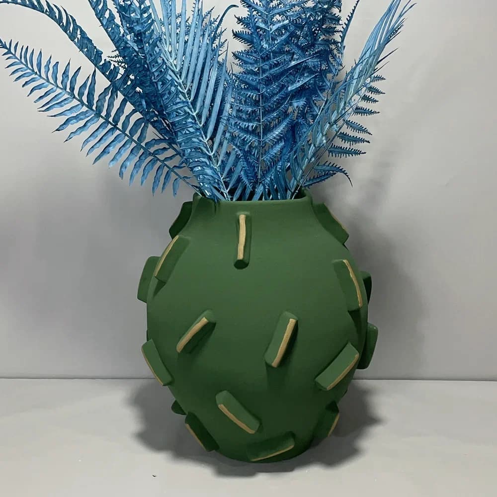 Ceramic Vase Geometric Block Abstract Flower Vase Floral Arrangement Accessories Ceramic Handicraft Home Decoration Vases Pots