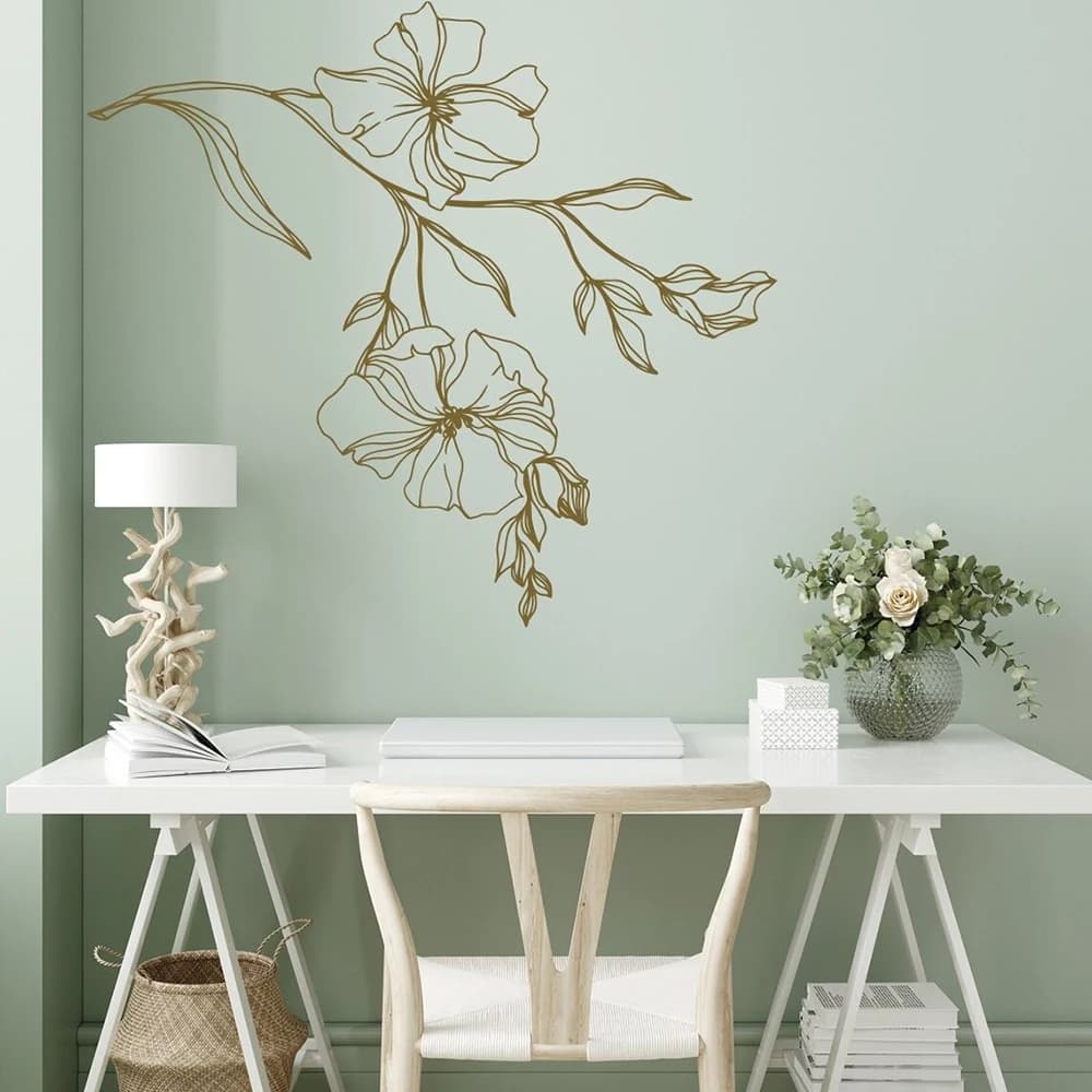 Beauty Line Art Flower Wildflower Wall Sticker Decal Nature Flora Bedroom Living Room Bathroom  Home Decoration
