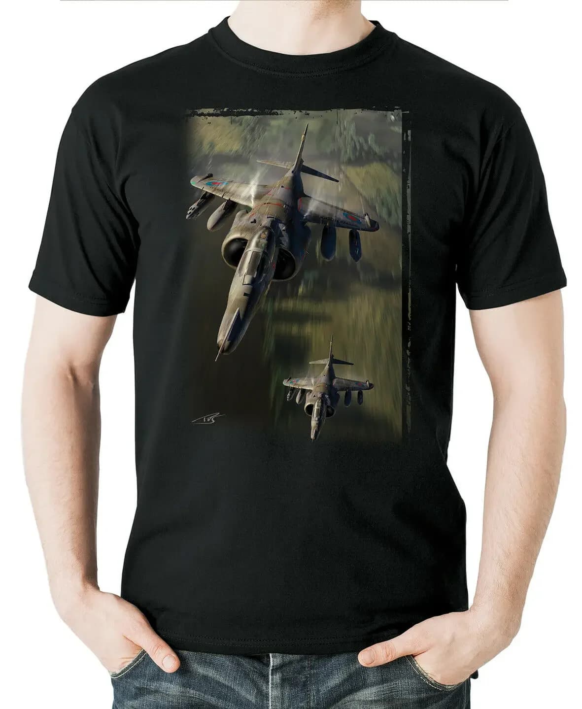 Royal Air Force Harrier-GR3 Fighter Printed Aviation Themed T-Shirt. Summer Cotton Short Sleeve O-Neck Mens T Shirt New S-3XL