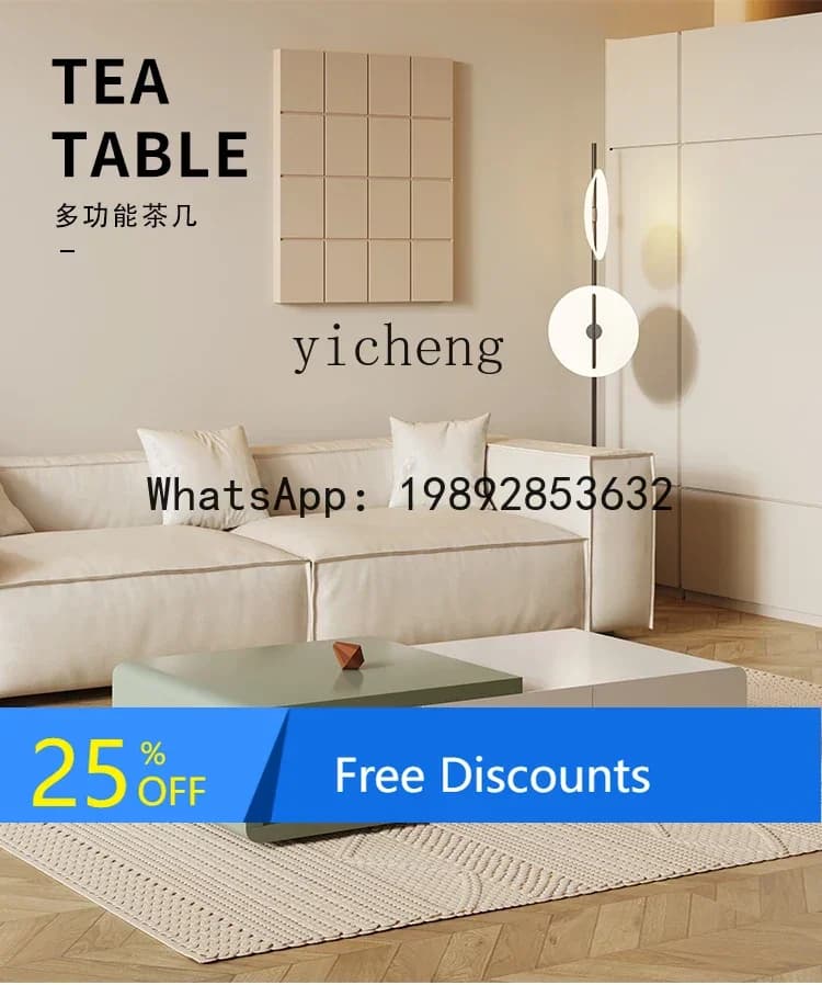 LYY Tea Table Solid Wood Paint Living Room Home Modern Simple Small Apartment Minimalist Retractable TV Stand