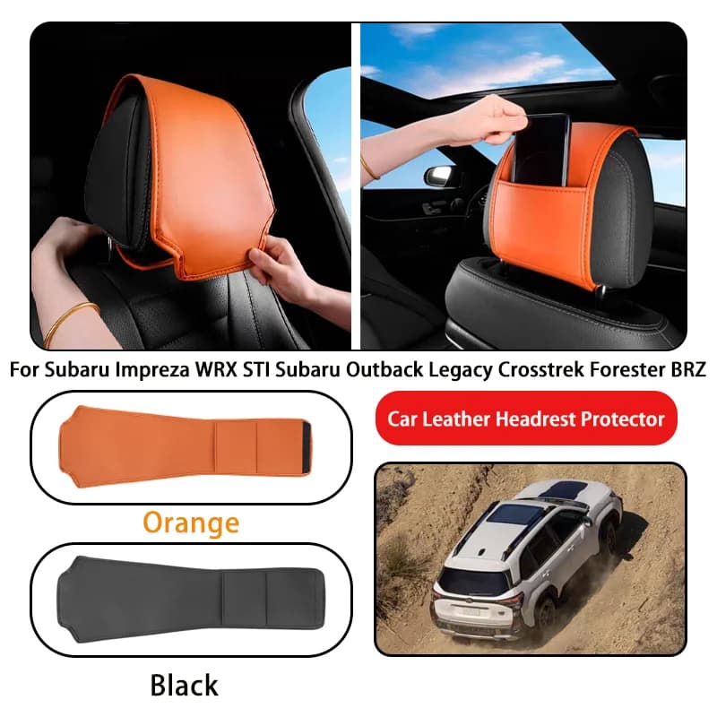 Leather Car Headrest Cover Anti-dirty and Wear-resistant For Subaru Impreza WRX STI Subaru Outback Legacy Crosstrek Forester BRZ
