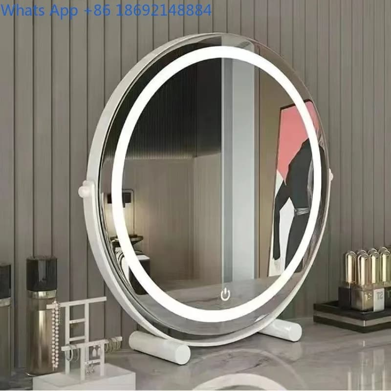 Round Makeup Mirror Bedroom Desktop Dressing Table Beauty Mirror Dormitory Ins Style