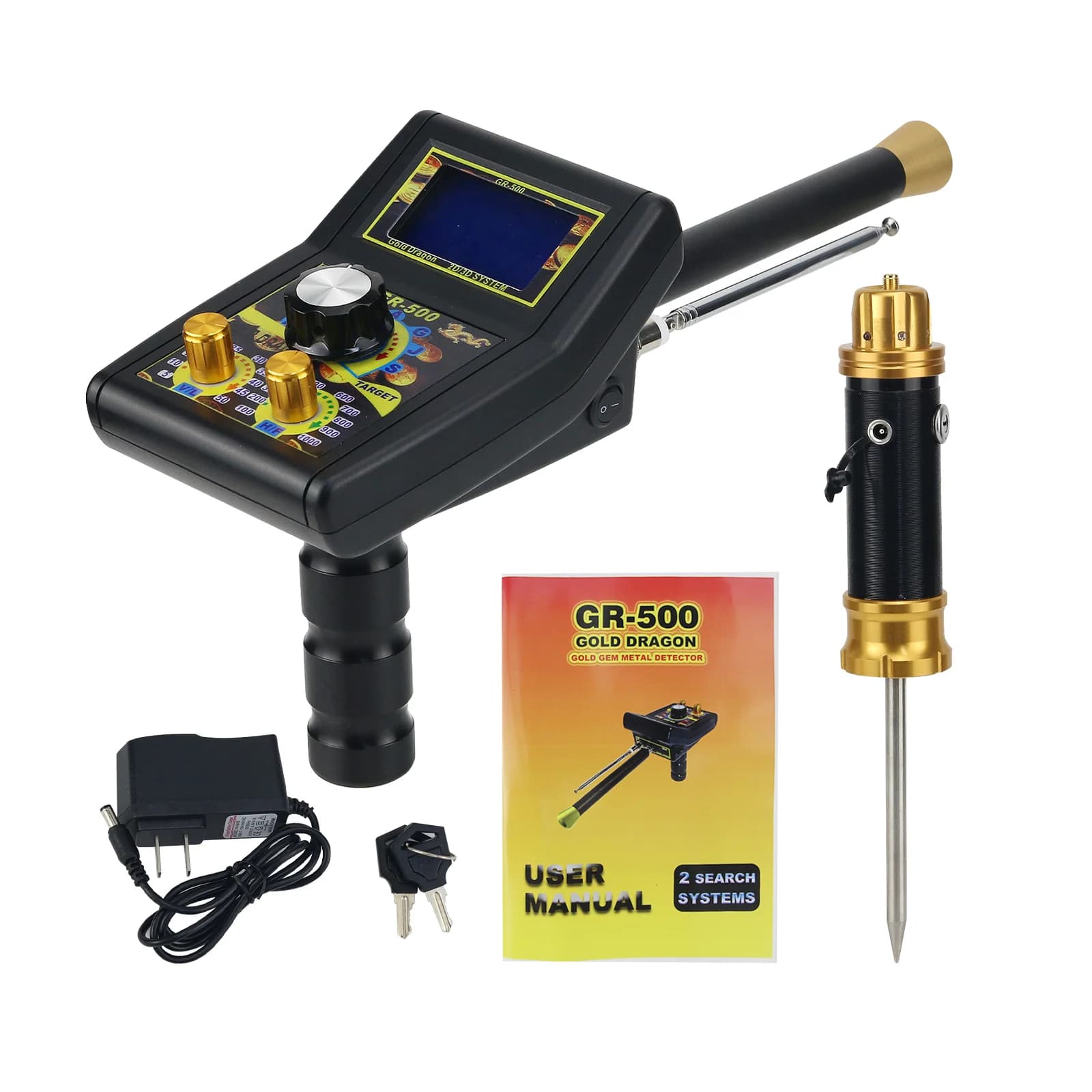 HamGeek -500 Gold Detector Gold Finder 4.3 Inch TFT Long Range Metal Detector With Carry Box