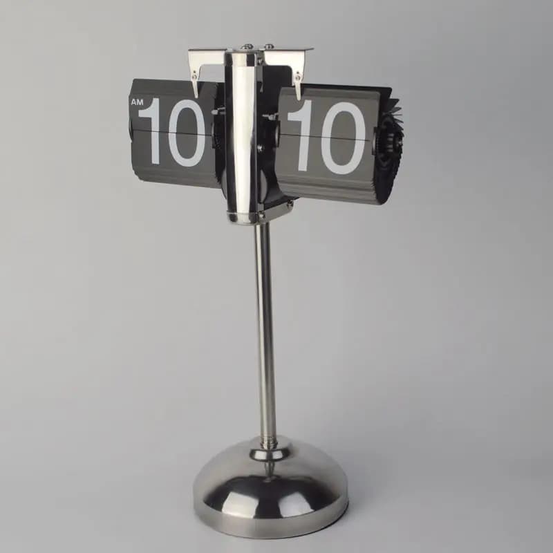 Vintage Flip Digital Clock Stainless Steel Mechanical Automatically Flip Down Page Table Clock Office Flip Clock Home Decor