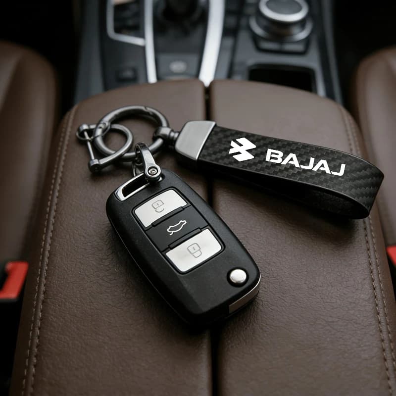 Carbon Fiber Texture Leather Motorcycle Key Chain Ring Keyring for Bajaj Pulsar Bajaj Dominar 400 Dominar 250 Car Keyring