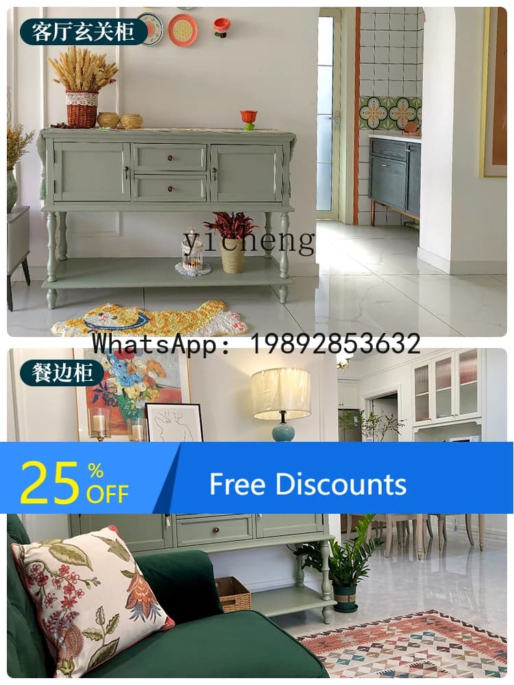 AA   light luxury retro entrance cabinet,  living room partition decoration,  entrance table