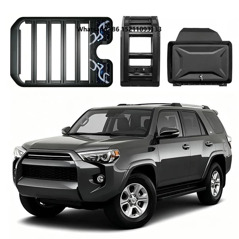 Aluminum Alloy Car Roof Cargo Luggage Rack Baskets Side Ladder Side Box for 4Runner 2010-2022