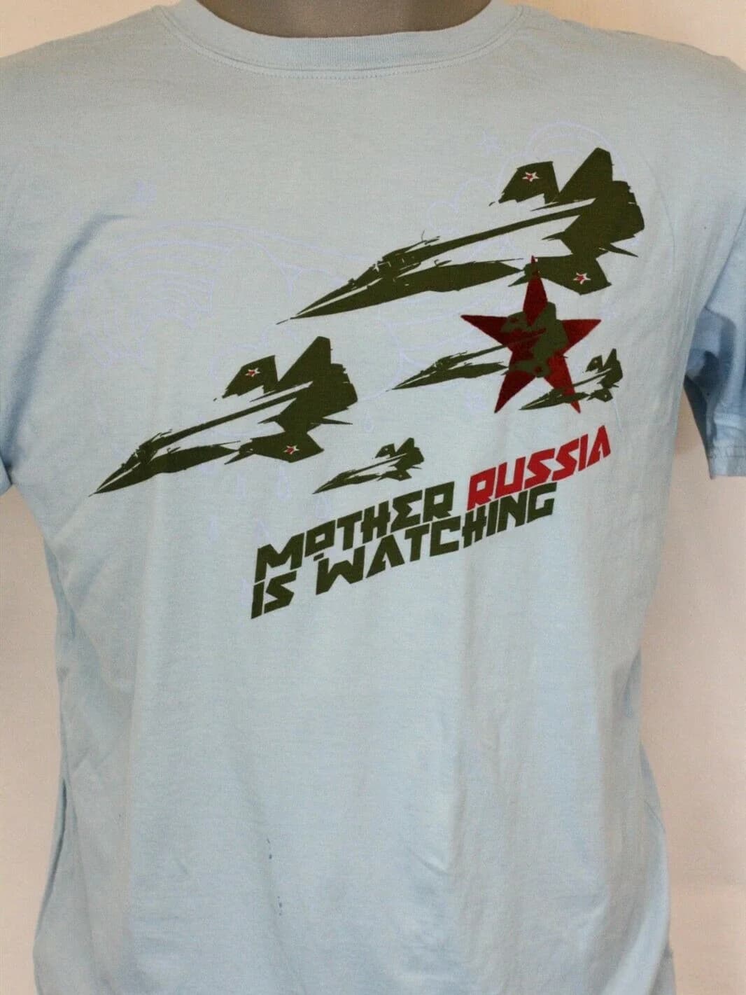 Mother Russia Is Watching MIG Jet Novelty Tee T-Shirt Short Sleeve Men's 100% Cotton Casual T-shirts Loose Top Size S-3XL