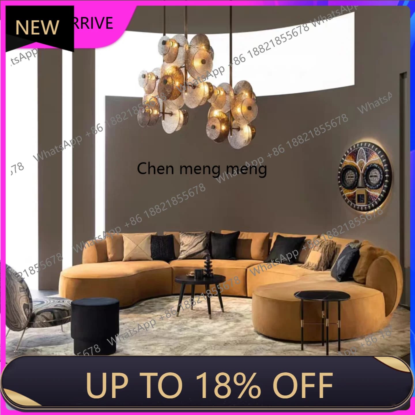 M78 Italian minimalist semi-circular curved sofa living room light luxury designer fabric sofa