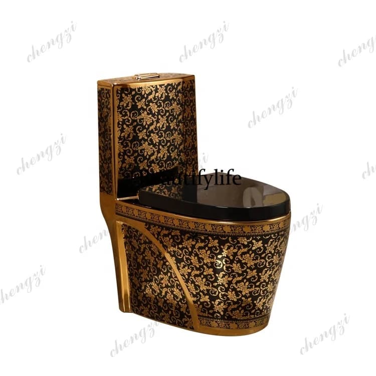 z331 Bathroom Black And Gold Toilet Ceramic Flushing Mute Electroplating Toilet Suitable For Hotels
