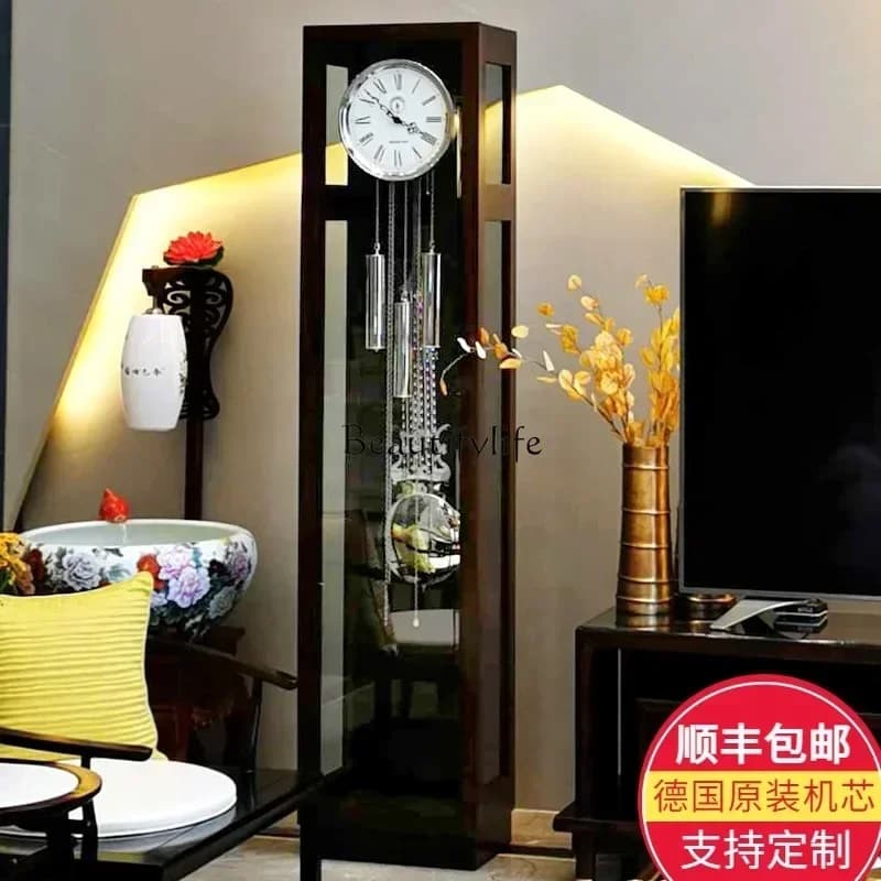 01-European floor clock living room simple creative German movement light luxury modern mechanical floor clock