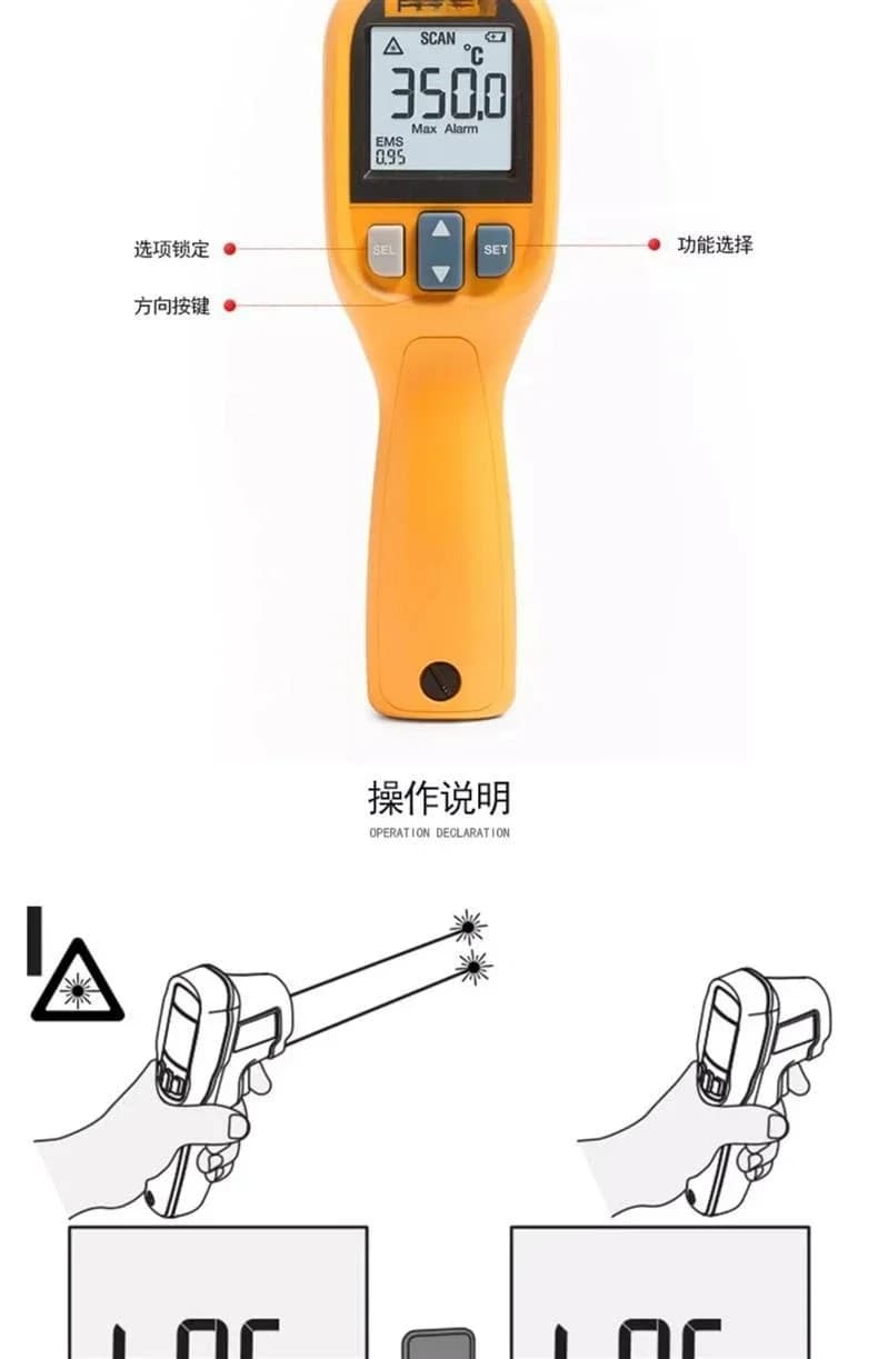 59E Thermometer Infrared High Precision Industrial Handheld Infrared Point Thermometer Temperature Measurement