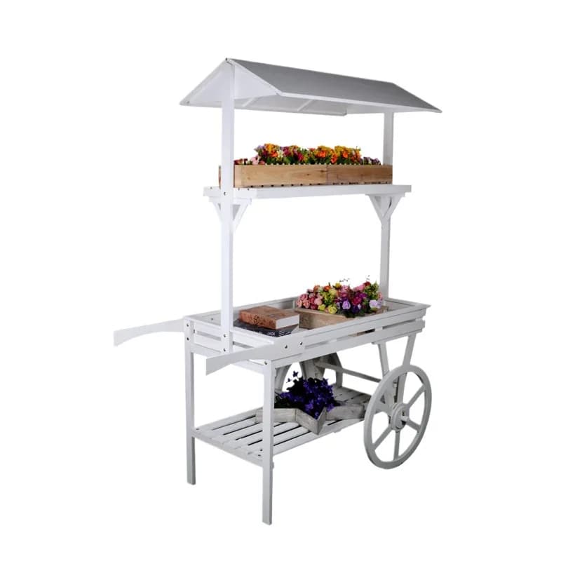 Solid wood cart storage rack, balcony storage rack, mall creative wholesale cart, outdoor decoration large