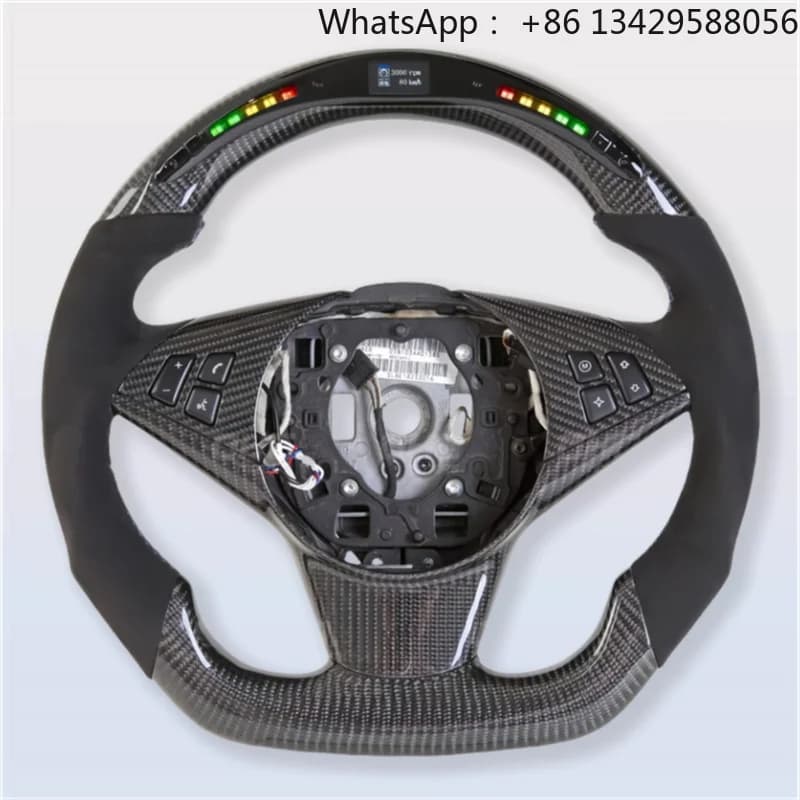 LED Display Suede Real Carbon Fiber Steering Wheel for BMW E64 630i 645ci 650i Custom Leather Steering Wheel Car Accessories