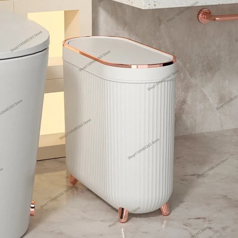 12L Luxury Press Trash Can With Foot For Bathroom For Kitchen Garbage Toilet Waterproof Gold Trash Can With Lids Rose Gold