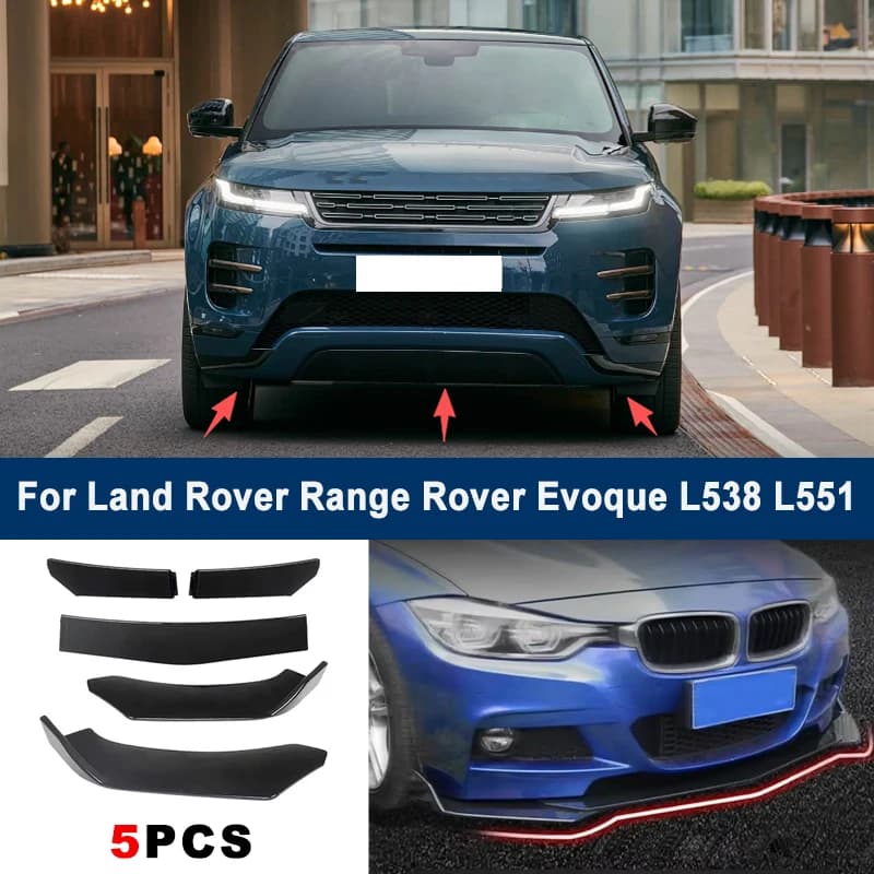 Adjustable 5Pcs Sectional Front Spoiler Lip For Land Rover Range Rover Evoque L538 L551 Front Bumper Splitter Sport Body Kit