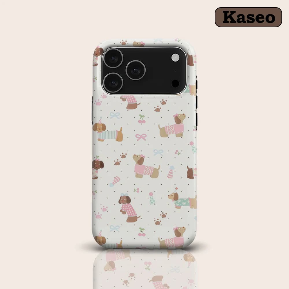 Kawaii Dachshund Pattern with Party for Magnetic Phone Case for IPhone 17 16 15 14 Pro Max Plus Single Double-layer Tough Case