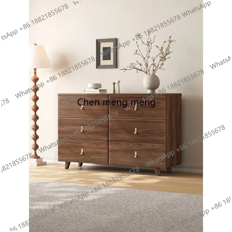 Black walnut solid wood dresser, integrated chest, simple dresser with mirror