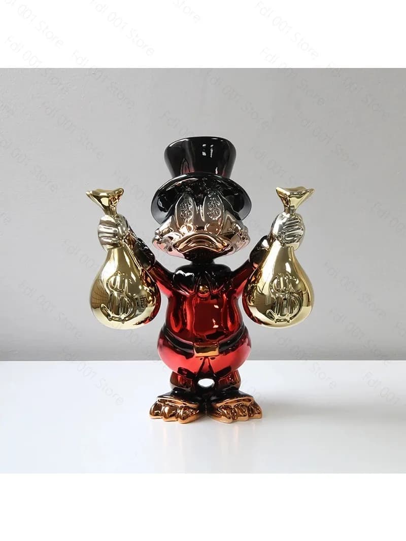 Minimalist Home Decor Resin Figurines for Indoor Living Room, Trendy Toy Mickey & Donald Duck Ornaments