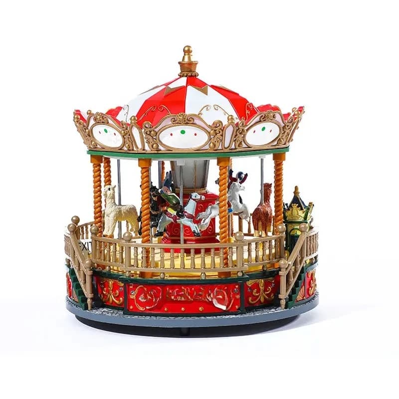 Decorative toys Christmas spinning music glowing carousel music box Christmas gifts