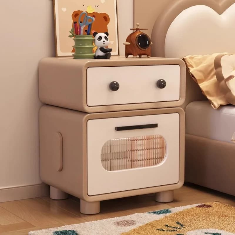 Solid wood bedside table, small children's wind robot, modern simple household bedroom, high-end light luxury storage cabinet