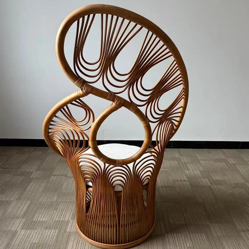 DSA handmade high backrest simple art chair rattan bed and breakfast furniture