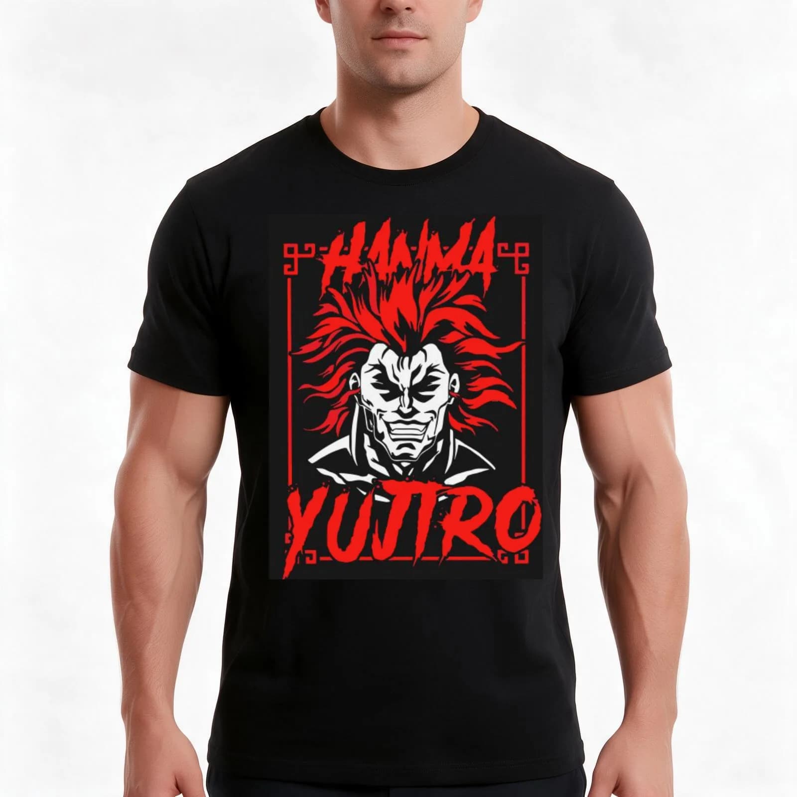Baki - Yujiro Hanma badass T-Shirt, Summer Casual Cotton Tee, Oversized Streetwear Tops, Vintage Graphic Print, Unisex Men Women