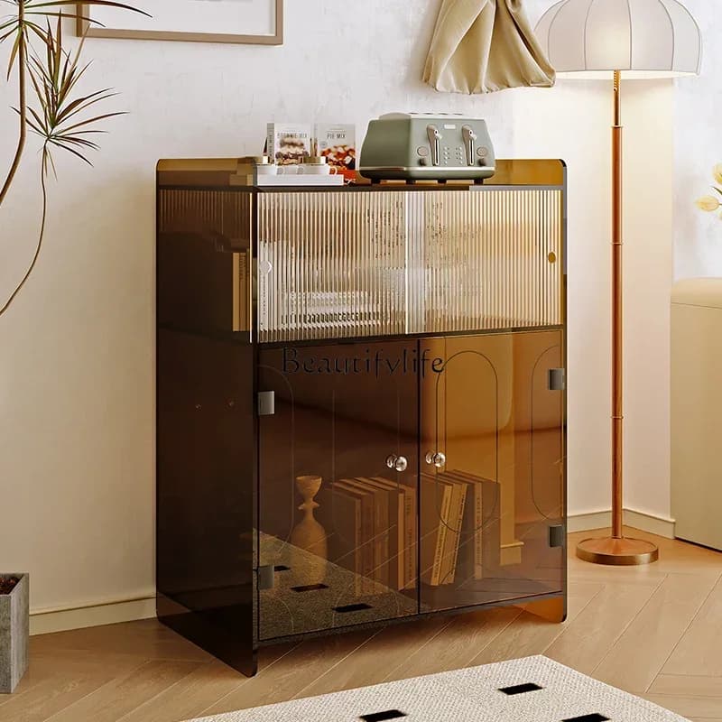 yj21  Acrylic dining side cabinet Italian light luxury storage bookcase