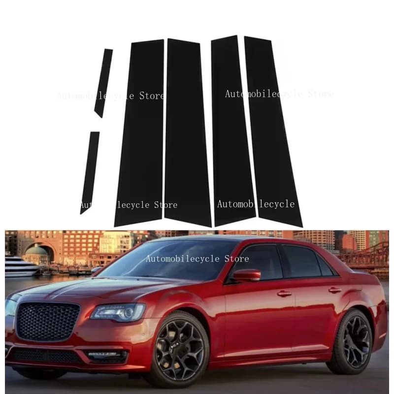 6PCS Glossy Black Pillar Posts Fit For   Chrysler 300 2011 2012 2013-2020 2019  Window Moulding B C Center Sticker Cover