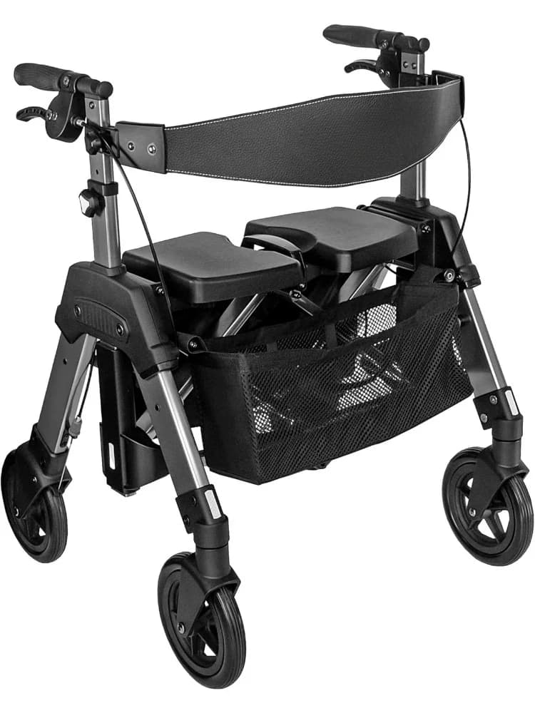 Bariatric Rollator , Heavy Duty Folding Rolling Walker Adults & Seniors, 400lb Capacity Large 8-inch Wheels