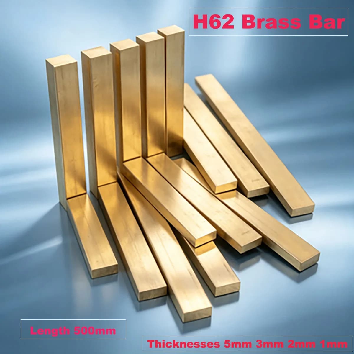50CM H62 Brass Flat Bar Plate Strip Thicknesses 5mm 3mm 2mm 1mm  Copper Alloy Solids Part DIY Handmade Fastener Metal Material