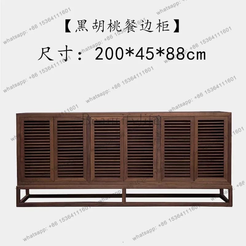 New Chinese Black Walnut Side Cabinet Old Elm Solid Wood Storage Locker Entrance Cabinet