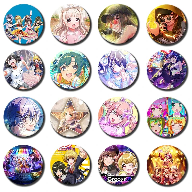 Music Game D4DJ Button Pins Creative Cute Cartoon Girl Aoi Tsubaki Hiiro Brooch Backpack Clothes Badge Accessories Jewelry Gifts