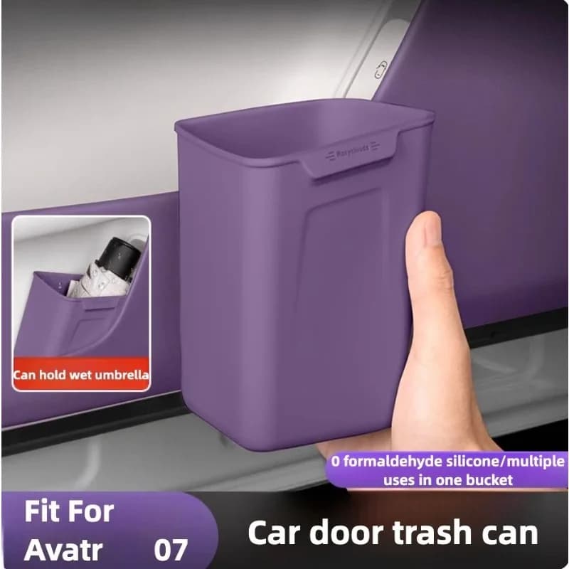 For Avatr 07 2024‑2026 Silicone Car Door Storage Box Multifunctional Umbrella Holder In‑Car Trash Can Interior Accessories