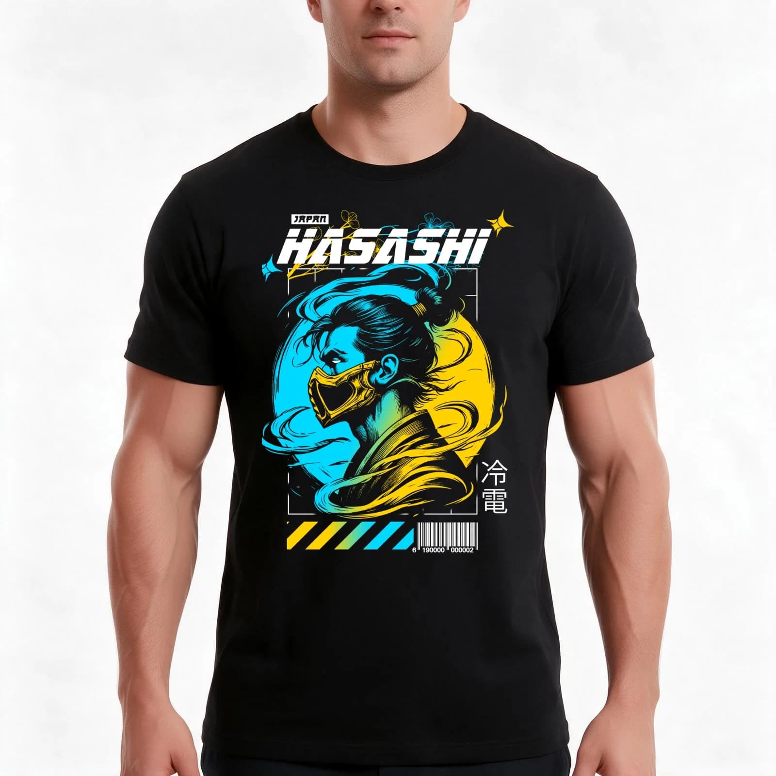Hasashi T-Shirt, Summer Casual Cotton Tee, Oversized Streetwear Tops, Vintage Graphic Print, Loose Fit Short Sleeve, 100% Cotton