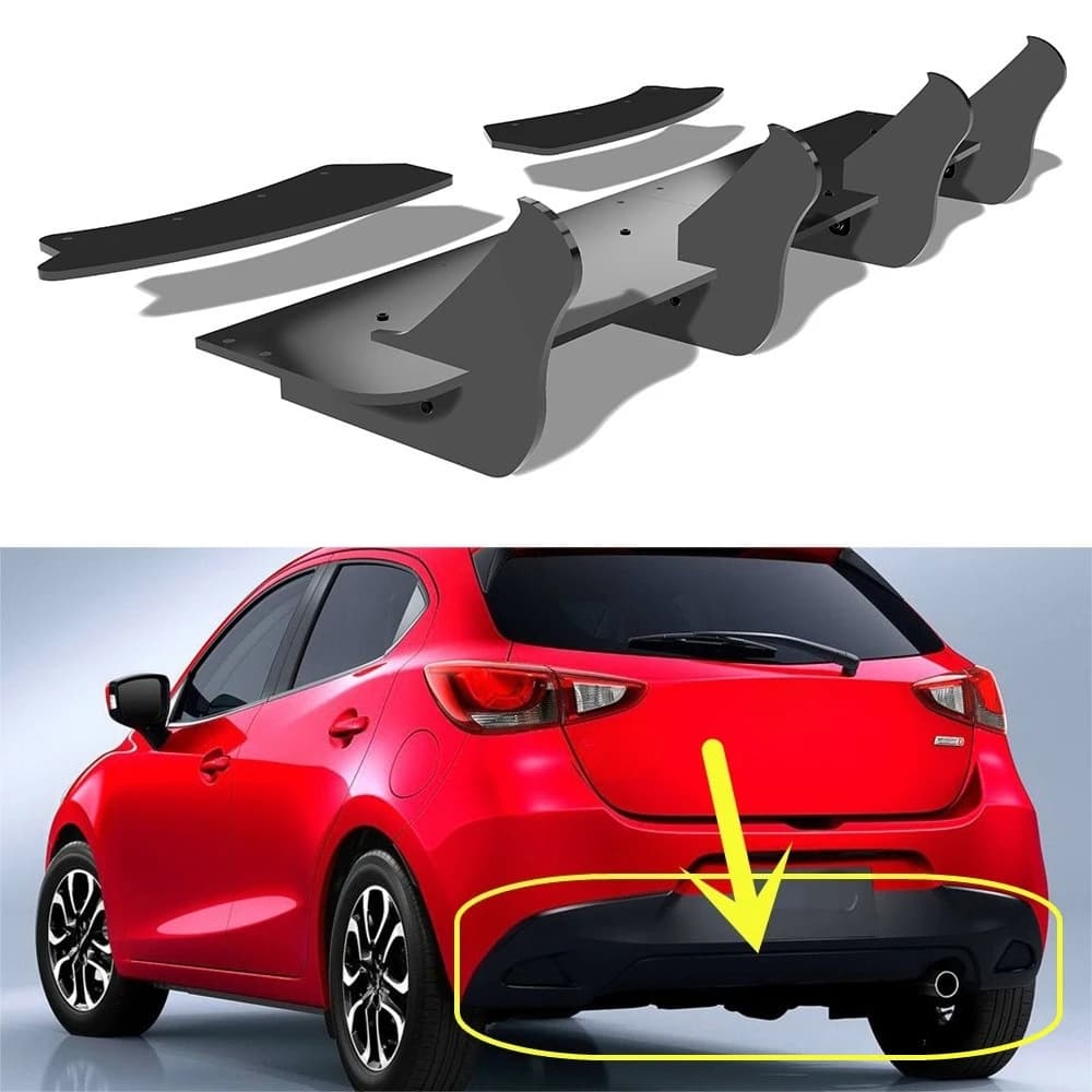 Rear Lip Spoiler Blade For Mazda 2 Hatchback 2015-2017 Rear Diffuser Exterior Styling Tuning Parts Auto Accessories Upgrade Kits