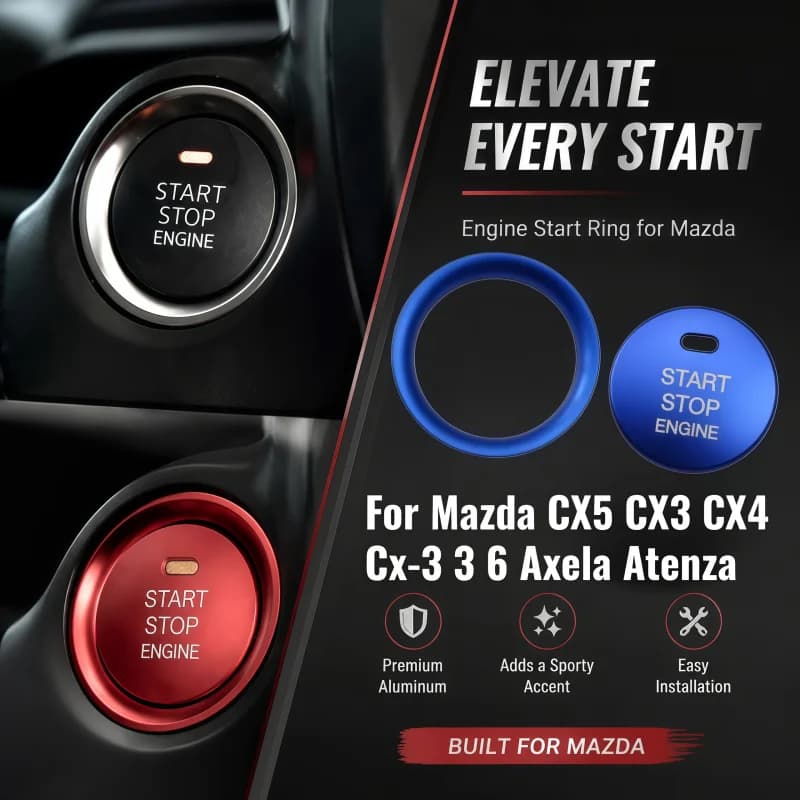 Car Engine Start Stop Switch Button for Mazda CX5 CX3 CX4 Cx-3 3 6 Axela Atenza Ignition Key Ring Cover Sticker Trim Accessories