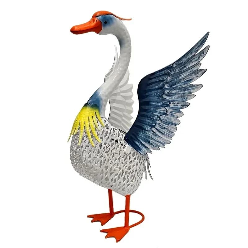 Garden ornaments, garden furnishings, metal crafts, outdoor painting, swan ornaments, with solar lights