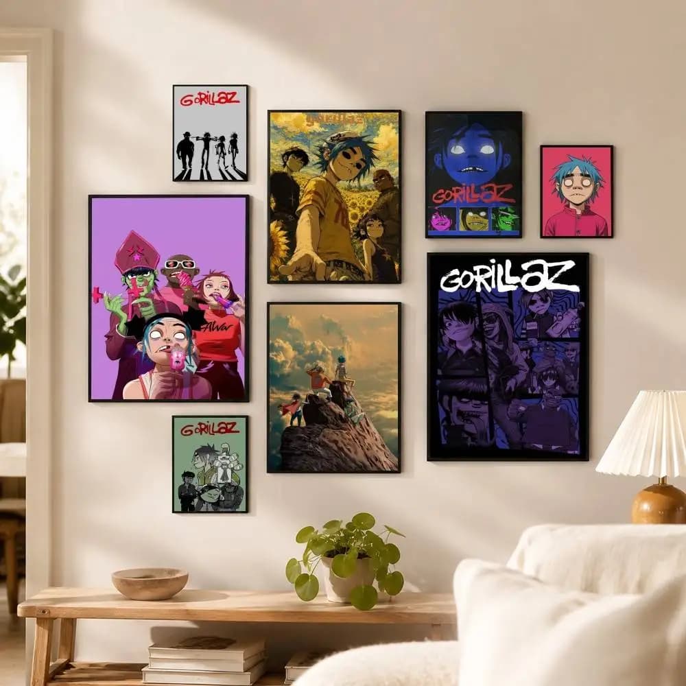 Virtual Music Band Gorillaz  Poster High Quality Dorm Living Room Aesthetic Wall Decoration Painting Stickers Gift
