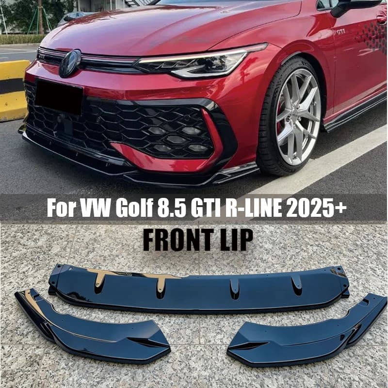 3Pcs Car Front Bumper Splitter Lip Diffuser Bodykits Spoiler Guard For Volkswagen VW Golf 8.5 GTI R-Line 2025+ Maxton Style