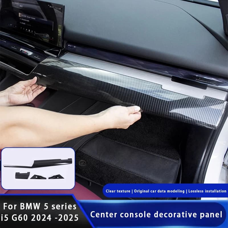 For BMW 5 Series G60 2024 2025 ABS Carbon Fiber Center Control Around Trim Molding Stickers Interior Decoration Accessories