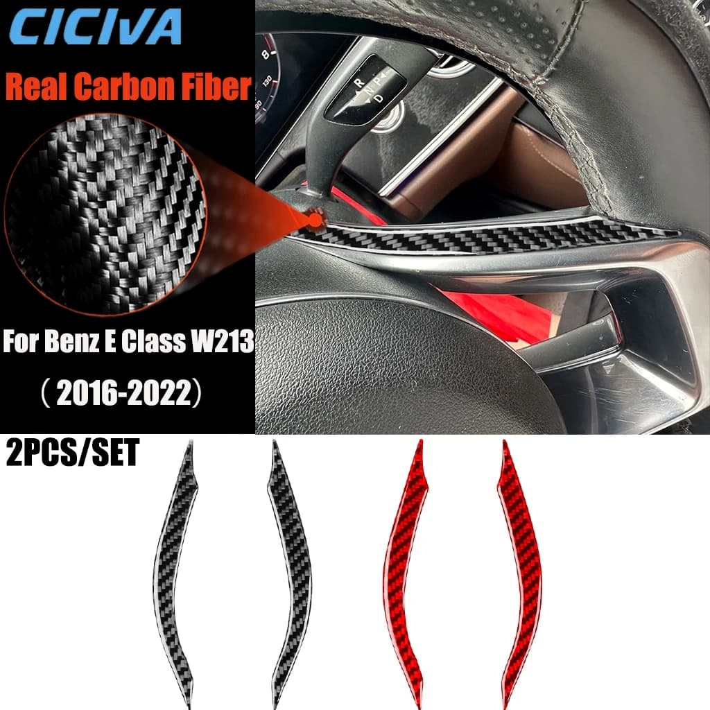 Carbon Fiber Car Accessories Driver Wheel Panel Modified Interior Trim Cover Sticker For Mercedes Benz E Class W213 2016-2022