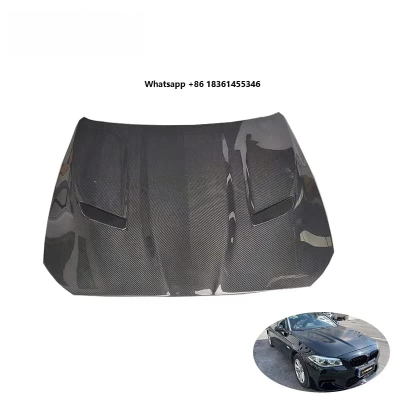 Auto Parts 2010-2016 Front Bonnet CS Style Dry Carbon Fiber Engine Cover  5 Series F10 F18 Engine Bonnet Hood