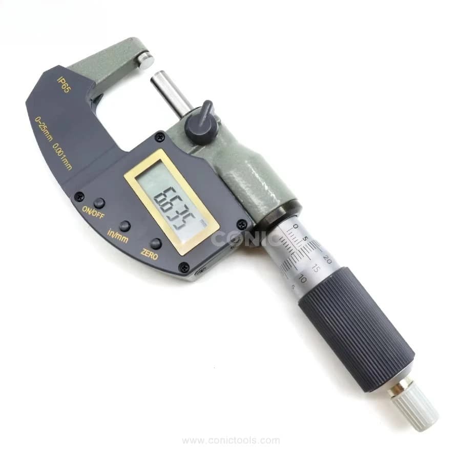 IP65 Coolant Proof  0-25MM/0-1" Digital Outside Micrometer with High Accuracy 0.003mm/0.00015"
